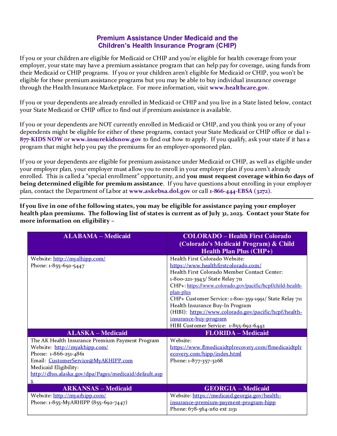 CHIP Notice 2023 Operating Engineers Local 139 Health Benefit Fund